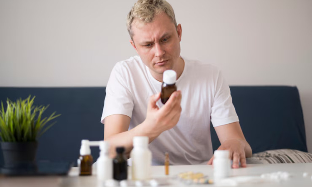 man reading from treatment glass container 23 2148506067 1